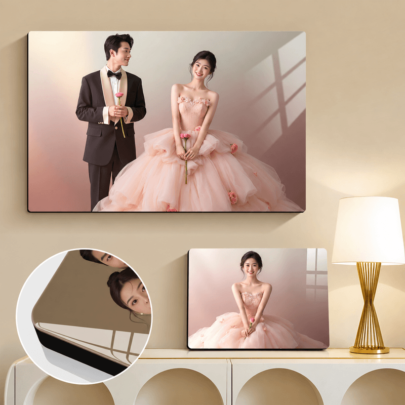 Pink wedding portrait photo panel