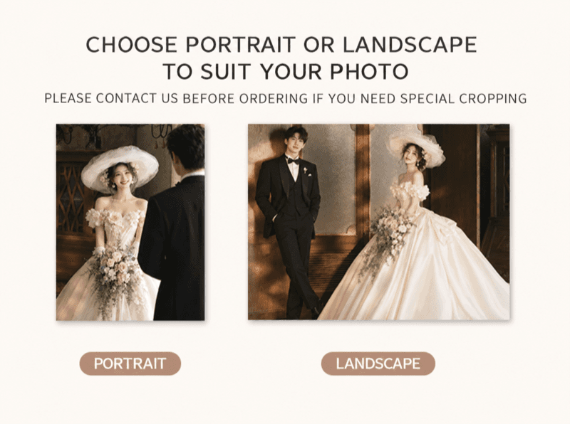 Portrait and landscape wedding photo examples